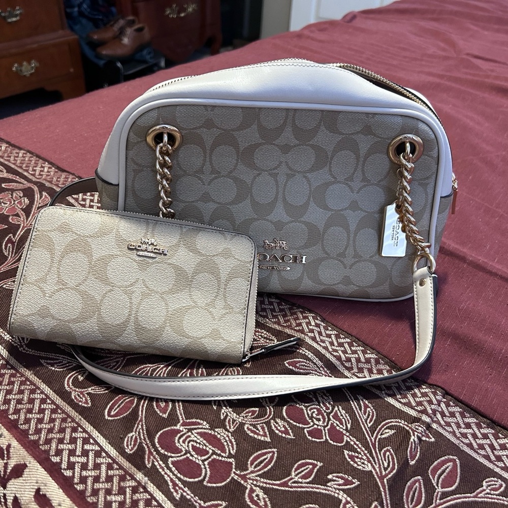 Coach Tan and Cream Women's Bag Set